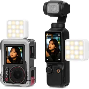Pocket 3 Magnetic Fill Light Accessories, 6500K Adjustable Video Light with Quick-Release Cold Shoe Base, Compatible with DJI Osmo Action 5 Pro/4/3 Camera Cage Attachment, White