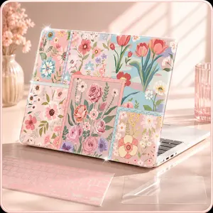 MOSISO Floral Hard Shell Case for MacBook Air 13.6-inch 2022-2025 M2/M3/M4 Models A2681/A3113/A3240 Semi-Transparent Scratch-Resistant Anti-Fingerprint Protection