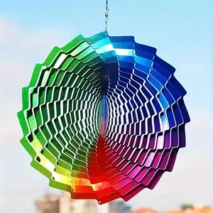 3D Wind Spinners Home Garden Outdoor Patio Decorative Decor, Hanging Wind Chime, 12 Inch Rainbow Style Spinner, 360 Degree Rotating Hook, Perfect for Outdoor Gardens & Porches
