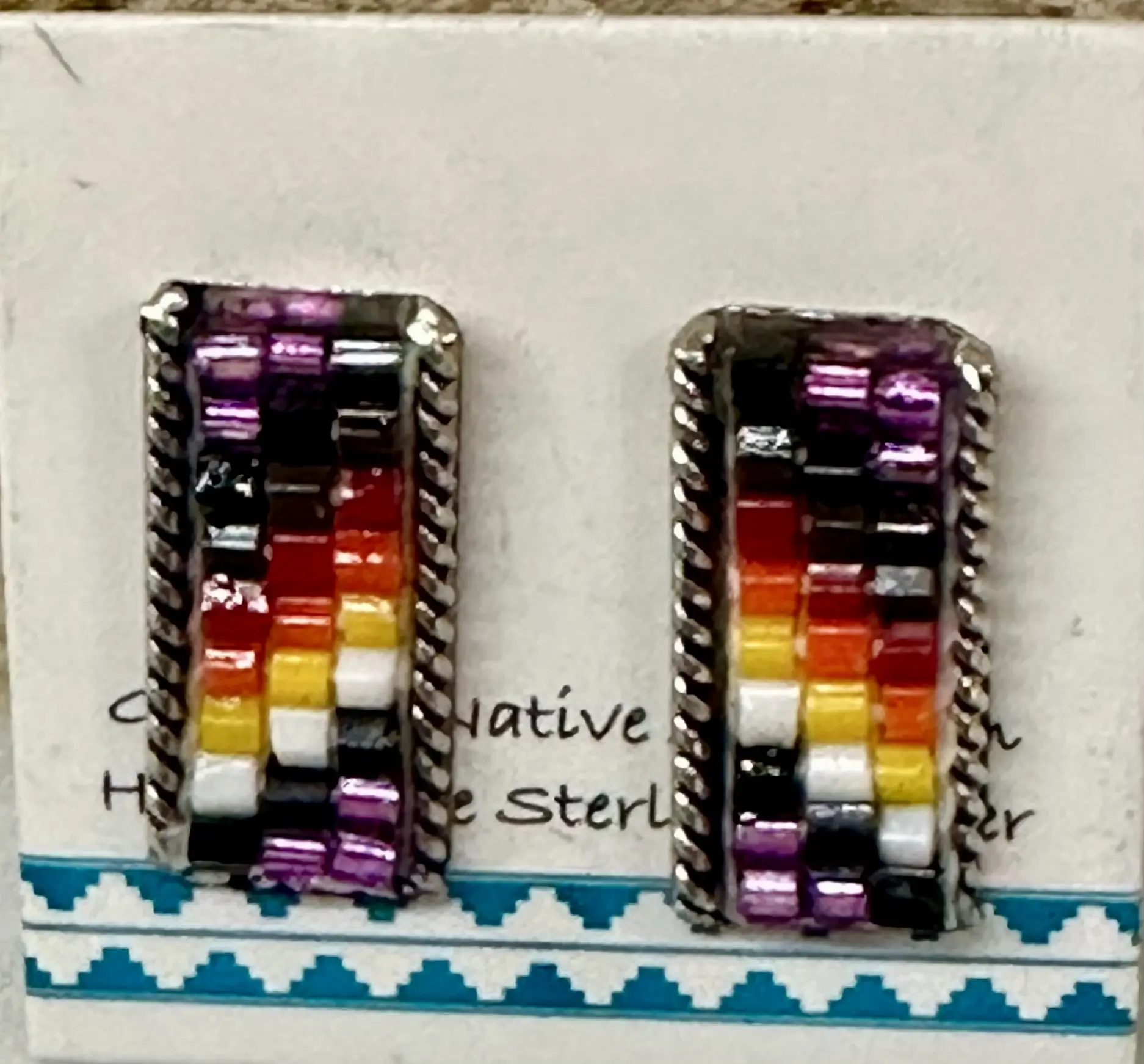Native Sterling Silver and Bead stud earrings