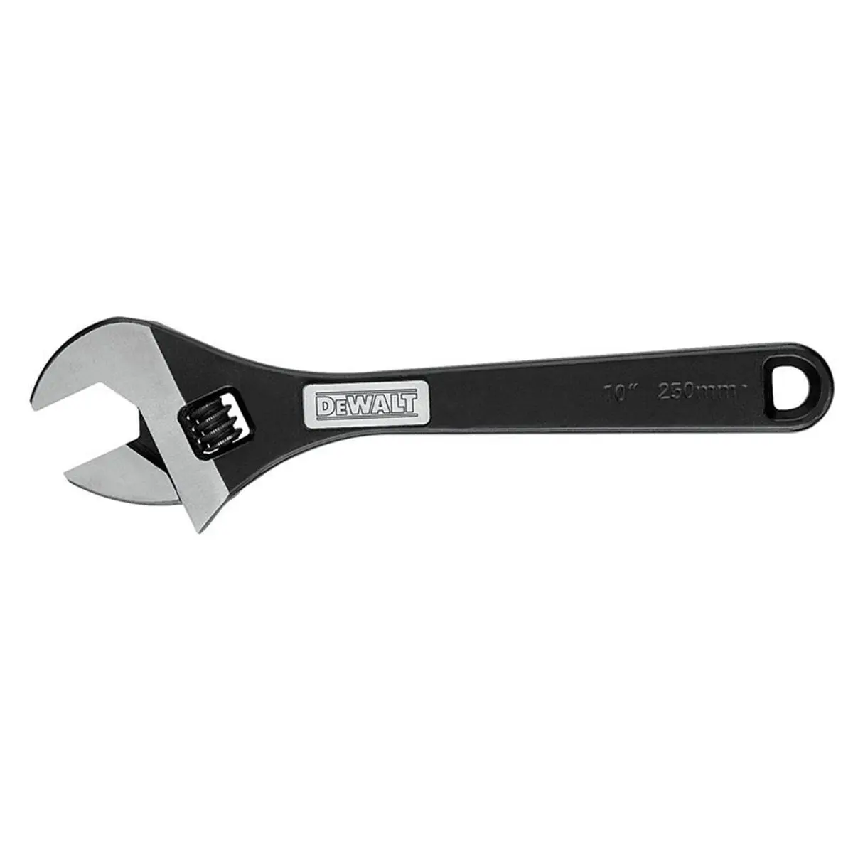 Dewalt 2333177 Adjustable Wrench - 10" Size, 1.38" Max Opening, Extra Wide Jaw Capacity, Improved Strength, Laser Marks, Minimal Jaw Movement, Metric & SAE Compatibility, Solid Steel Grip, Tough Coat Finish, 10 Inches, Max Opening 1.38"
