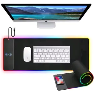 RGB Gaming Mouse Pad With 15W Wireless Charging, Extra Large LED Mousepad, 17Light Modes, long Size, Ergonomic Computer Pad, Non-Slip Rubber Base for Laptop, Gifts for Gamer/Men