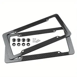 License Plate Frame, 2 Counts Universal Car License Plate Frame with Screws, Automotive Car Exterior Decoration Accessories for Car, Truck, SUV, Carbon Plate
