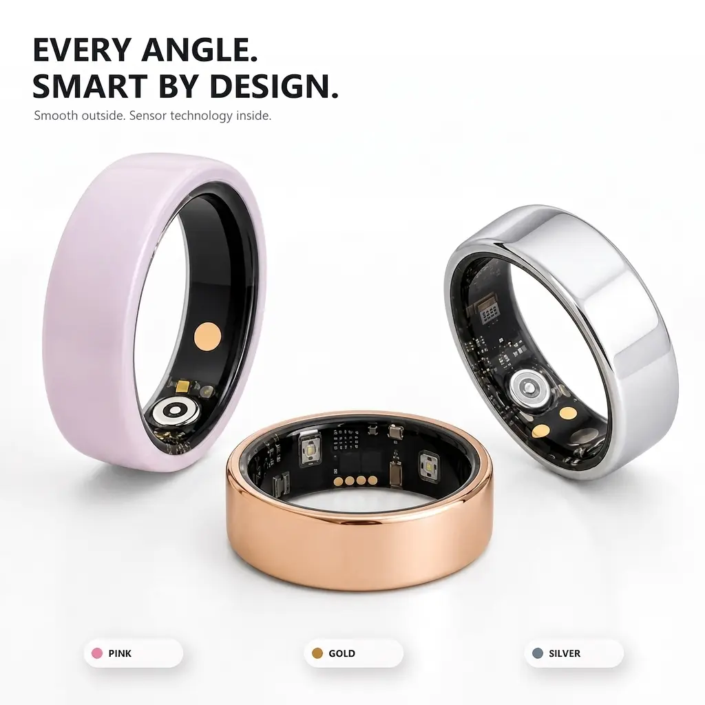 Smart Ring for Women and Men, Fitness Tracker with Sleep Tracking, Heart Rate, HRV and Stress Insights, Activity Tracking, Multi-Sport Modes,  No Subscription for Men & Women, Android & iOS Compatible,Charging Case, IP68 Water-Resistant