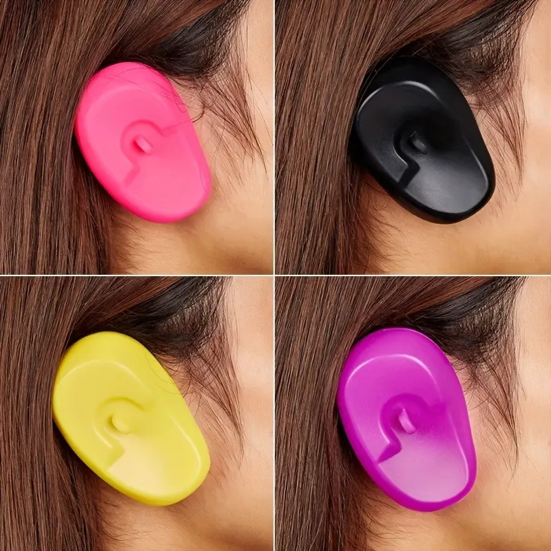 2Pcs/set Silicone Earmuffs Prevent Water Ingress From Ingress Sleeve Hot Oil Hair Dye Perm Hair Protection Earmuffs for Hairdressing for Barber Salon Home Use