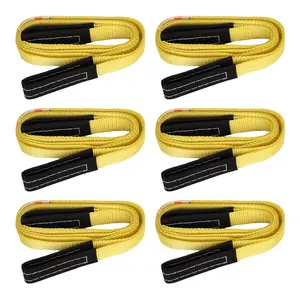 6PK 1" x8' Lift Sling Web Strap/Wear Guard End, 4,000 lbs Break Strength Lifting Straps with 2 Reinforced Loops for Tree Saver Lifting Furniture Appliances Machine