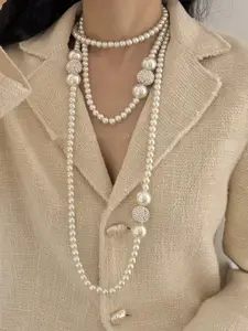 Elegant Pearl Beaded Necklace with Rhinestone Accents, Layered Design Jewelry for Women, Exquisite Chain Jewelry, Perfect Gift for Special Occasions