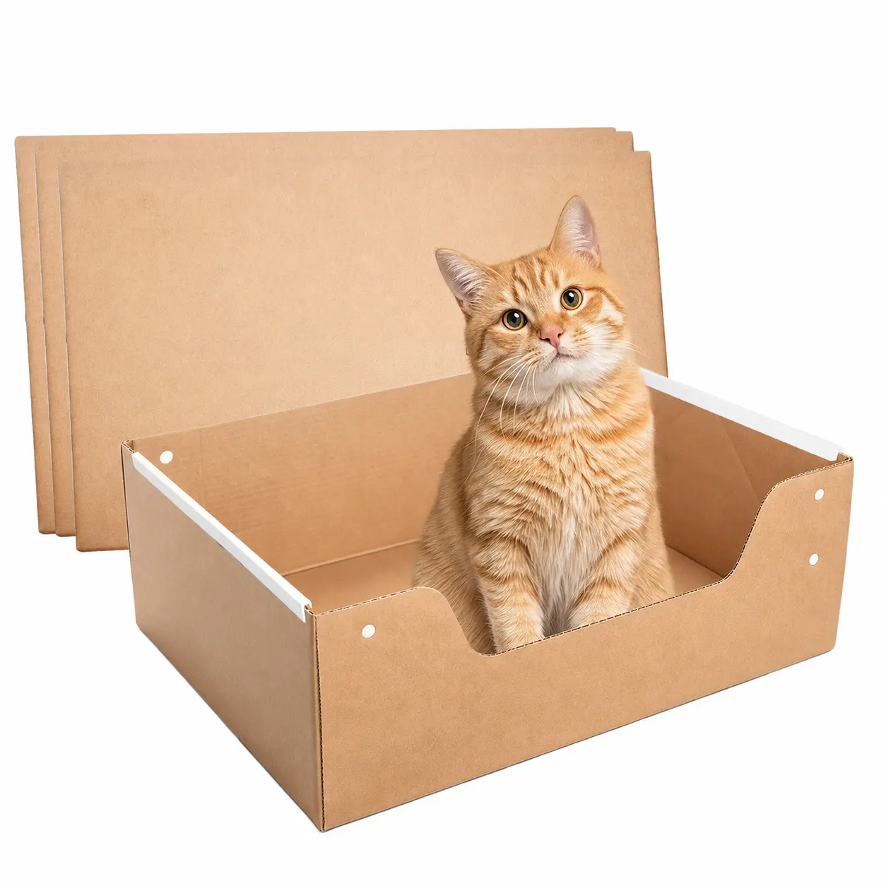 3-Pack Disposable Cat Litter Boxes, Leakproof High-Sided Litter Pans, X-Large Foldable Travel Cat Toilets with Low Entry Design