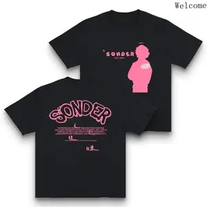 Pink Sonder Rap Shirt Casual Crewneck Streetwear Made in USA 180G 100 Cotton Lightweight Breathable Soft Comfortable Graphic Tee for Women and Men