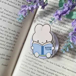 Bunny Book Club Phone Grip, Cute Bookish Merch, Kindle Accessories, Gift For Book Lover pop socket sticky magnetic mount
