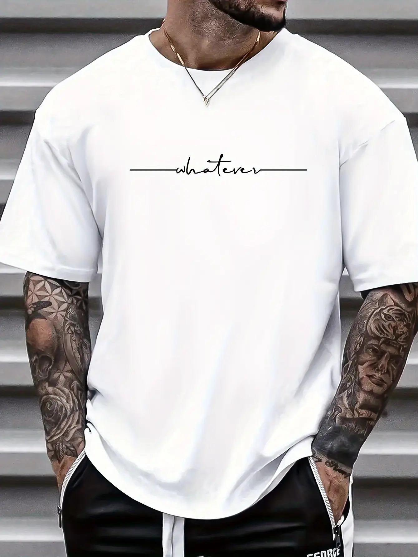 Men'S Patterned Print Undershirt T-Shirt for Summer Short Sleeves, Plus Size