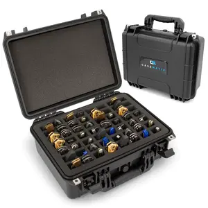 CASEMATIX 16" 56 Knife Case - Waterproof Pocket Knife Holder & Knife Box Organizer Fits 56 Folding Knives Up To 5.5" with Lockable Storage