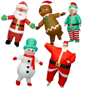 Adult Inflatable Christmas Elf Snowman Costume Hilarious Inflatable Santa Claus Gingerbread Man Costume Perfect for Christmas parties, birthday celebrations, and holiday events—a must-have for festive gatherings (batteries not included)