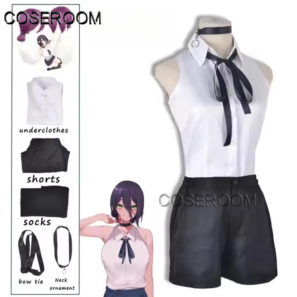 Chainsaw Reze Cosplay Costume Outfits Shirt Tie Short Wig Neck Ring Women Anime Uniform Halloween