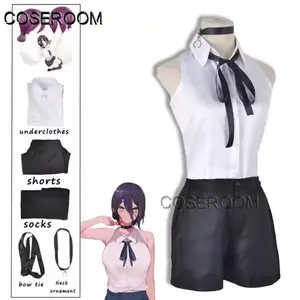Chainsaw Reze Cosplay Costume Outfits Shirt Tie Short Wig Neck Ring Women Anime Uniform Halloween