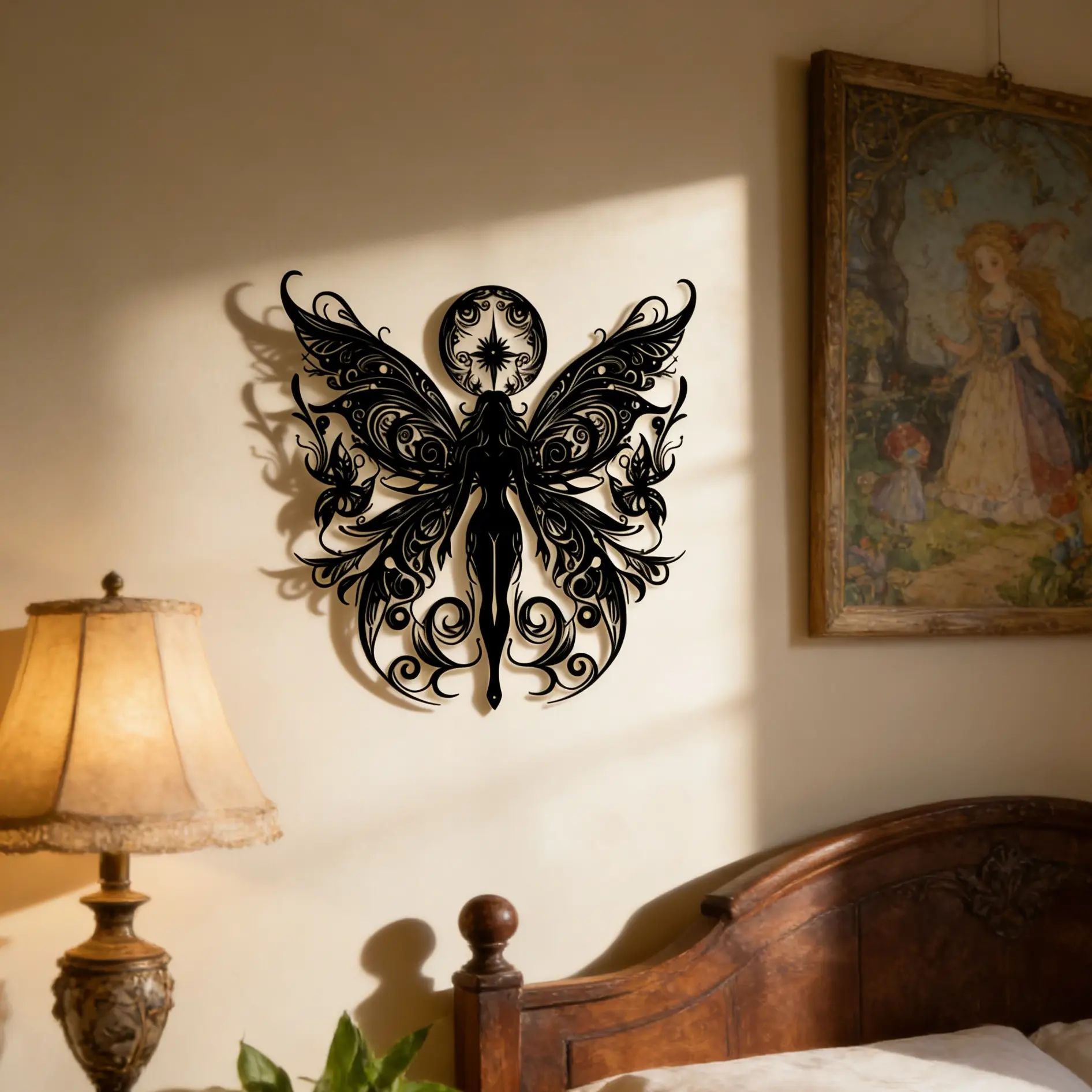 Fairy Pattern Wall Art, 1 Count Magical Metal Wall Decor, Vintage Wall Art, Wall Hanging Decor for Home Living Room Bedroom Decoration