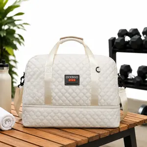 【Summer Deals】OCEBGO Solid Color Large Capacity Travel Bag, Lightweight Portable Foldable Travel Duffle Bag, Multifunctional Dry & Wet Separation Travel Bag, Yoga Fitness Bag