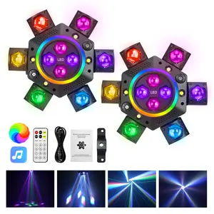 XDV  Father’s Day Upgraded 150W 6‑Arm Moving Head DJ Light – Bee Eye LED 2.0, RGBW 4‑in‑1 Effect, Red/Green Laser Starry Sky, White & Amber Strobe, DMX‑512 & Remote for Club/Bar/DJ