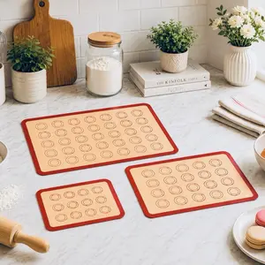 3pc Nonstick Reusable Baking Mats, BPA-Free Heat-Resistant Oven Tray Liners for Baking & Roasting, Macaron Cookie Sheet Bakeware for Kitchen Utensils