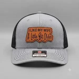 Funny Leather Patch Trucker Hat for Couples, Adjustable Snapback, Breathable Mesh, Everyday Comfort, Great Gift for Partners (I Like My Wife A Little Bit Older Design)