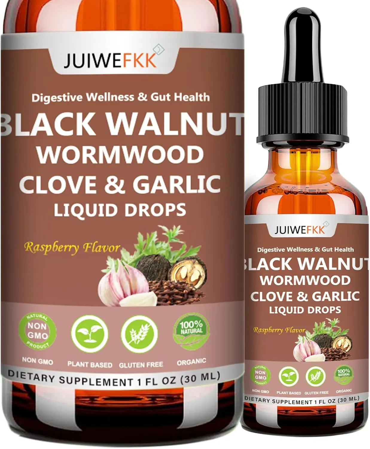Wormwood Black Walnut Clove for Humans Tincture, Advanced 8-in-1 Gut Cleanse Detox & Digestive Garlic Pumpkin Seeds Soursop Oregano Plantain 10:1 Extract Liposomal Tech 98% Absorption, Pack of 1
