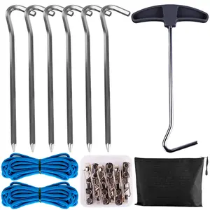 No Knot Tie Down Rope Set – Complete Ground Stake Kit, 4 or 6 Pack Roller Tensioner Straps, Upgraded Heavy Duty Adjustable Camping Buckle Cords, Quick Lock System for Tents, Boating, Storage & Outdoor Use