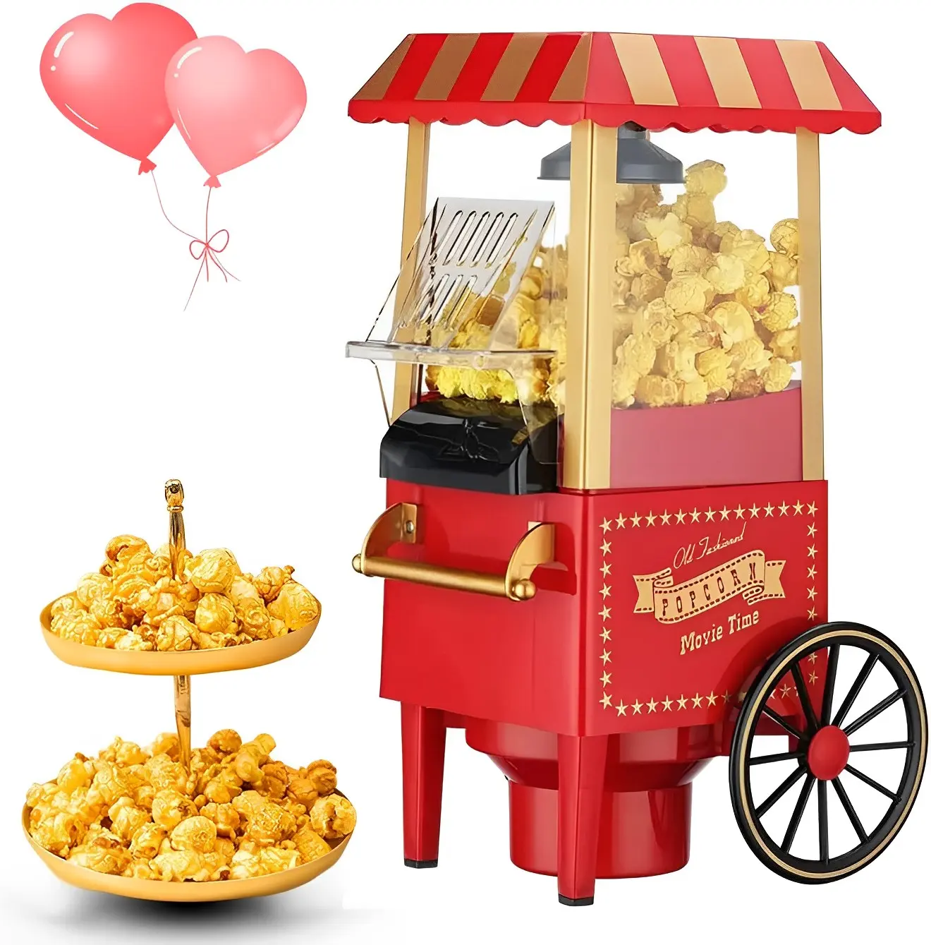 Oyajia Air Popper Popcorn Maker 1400W - Home Hot Air Popcorn Machine, Healthy & Fat-Free, Easy To Clean & Use, Best For Movie Night, Parties, Kids Birthday Party Favorites, BPA-Free, Durable Build, Compact Design, Oil-Free, Ideal for Family Movie Nights s
