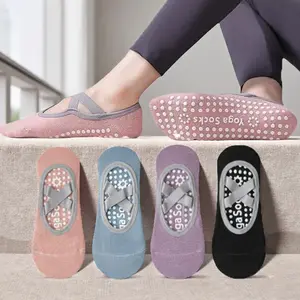 Breathable yoga socks with cross straps anti slip bandages Pilates socks with anti slip dots open toe anti slip socks suitable for ballet and barefoot exercise