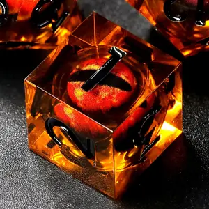 FONVGOGO Dragon Eye Dungeons and Dragons Dice, Liquid Core Dice Set D and D Sharp Edge Resin Dice Polyhedral Beholder's Ttrpg Die Role Playing RPG (Brown Black)