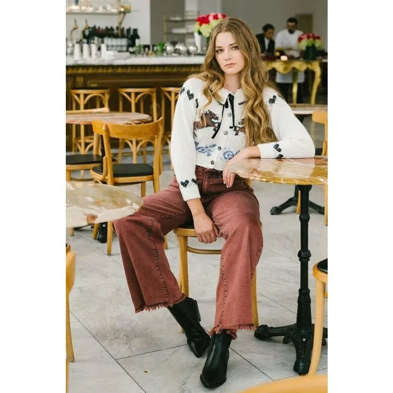 TUMMY CONTROL BURGUNDY HIGH RISE FLARE JEANS