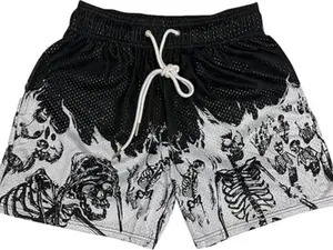 Unisex Black Skeleton Inferno Mesh Shorts – Bether Bone Riot Edition