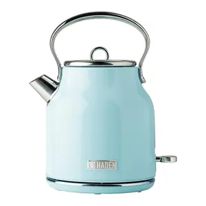 Haden Heritage 1.7 Liter Stainless Steel Body Retro Electric Kettle, Turquoise