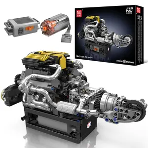 Mould King 10207 V8 Engine Building Blocks Kit with Working Motor - Realistic Engine Model Kit for Adults & Car Enthusiasts, DIY STEM Mechanic Engineering Construction for Kids(761 Pieces)