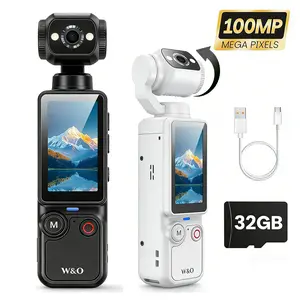 W&O 2.5K/120fps Vlogging Camera with 32GB Card, Video Recorder, Digital Vlogging Camera with 180° Rotating Lens, Full Body Camera for Vlogging, Travel & Daily Life Recording, Camcorder, Christmas Gift