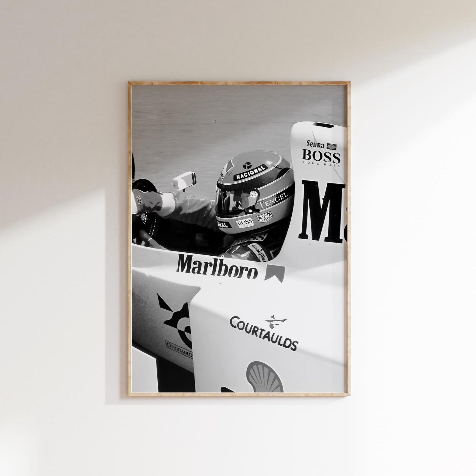 Marlboro - Ayrton Senna Poster,black And White F1 Poster - Image 6