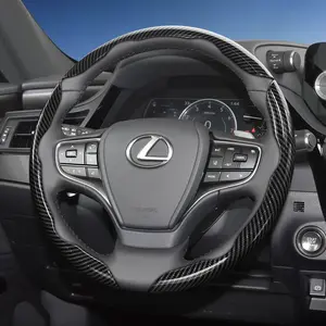 For Lexus Segmented Carbon Fiber Steering Wheel Cover Sporty Non-Slip Comfortable Grip 2-Piece/3-Piece Set Quick-Install All-Season Compatibility For RX/NX/ES/GX/LBX/UX/IS/RZ/LX Black Blue Silver Automotive, Car Interior Kit, Car Accessories