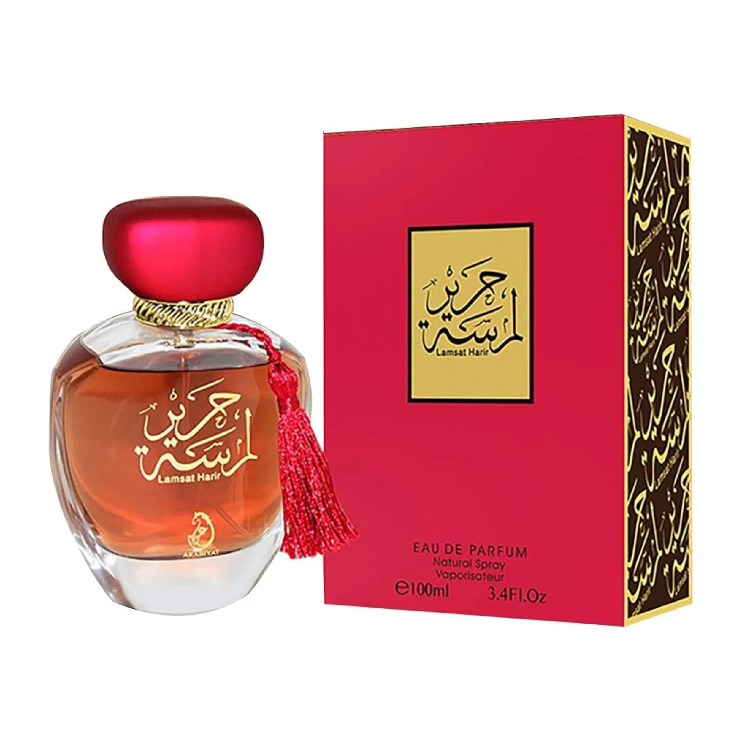 Arabiyat Lamsat Harir Eau De Parfum for Women, Captivating Powdery Woody Arabian Fragrance with White Floral & Patchouli Notes, 3.4 fl oz, Captivating Fragrance, Powdery Woody Dry, Earthy Woody Fragrance