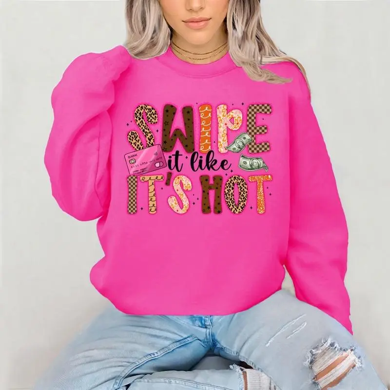 Swipe it like it’s hot Crewneck Sweatshirt Gildan Everyday Style Super Soft Unisex Fit Streetwear Graphic Top warm Christmas Gift for her Womenswear Casual Printed Long Sleeved