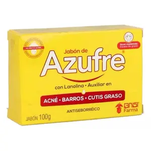 Azufre Sulfur Soap with Lanolin for Acne Pimples & Oily Skin 100g Facial Cleanser Antiseborrheic Treatment