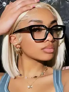 Square Transparent Lens Decorative Glasses, Stylish Square Frames, Simple Clean Frame Design, Suitable for Reading Learning TV Computer Phone Daily Wear