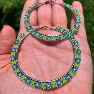 Large Blue Daisy Hoops