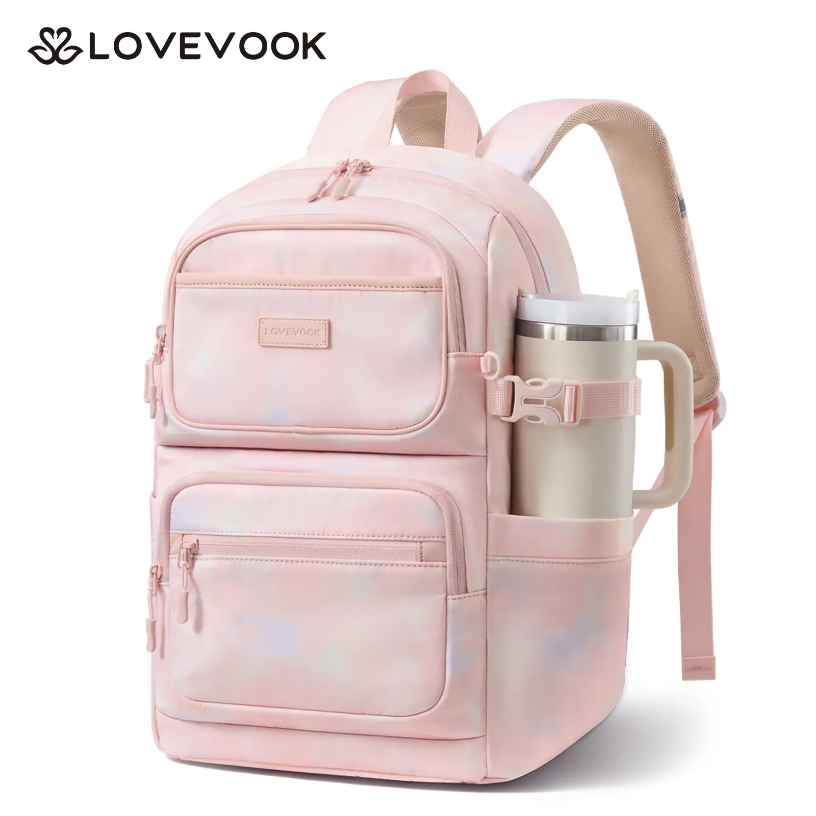 LOVEVOOK School Backpack for Teen Girls & College Students, Large Capacity Laptop Backpack with Water Bottle Holder, Lightweight Bookbag for School, Travel & Everyday Use