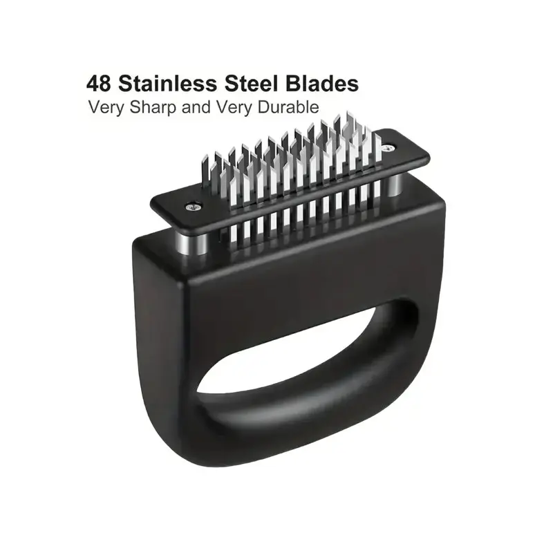 48-Sharp Stainless Steel Needle Meat Tenderizer Tool, Detachable Effortless Springback Small Portable Kitchen Accessory for Softening Beef, Chicken, Pork, Steak [Summervibes]