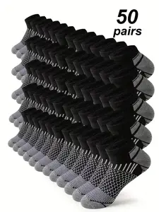 Men's Colorblock Print   Ankle  Socks, Casual Comfortable Breathable Socks for Daily Wear, Socks Pairs for Men