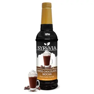 Syruvia Swiss Chocolate Mocha Syrup, 25.4 fl oz – Premium Flavoring, Kosher & Gluten-Free, No Coloring. Perfect for Drinks, Sodas, Shakes and Desserts