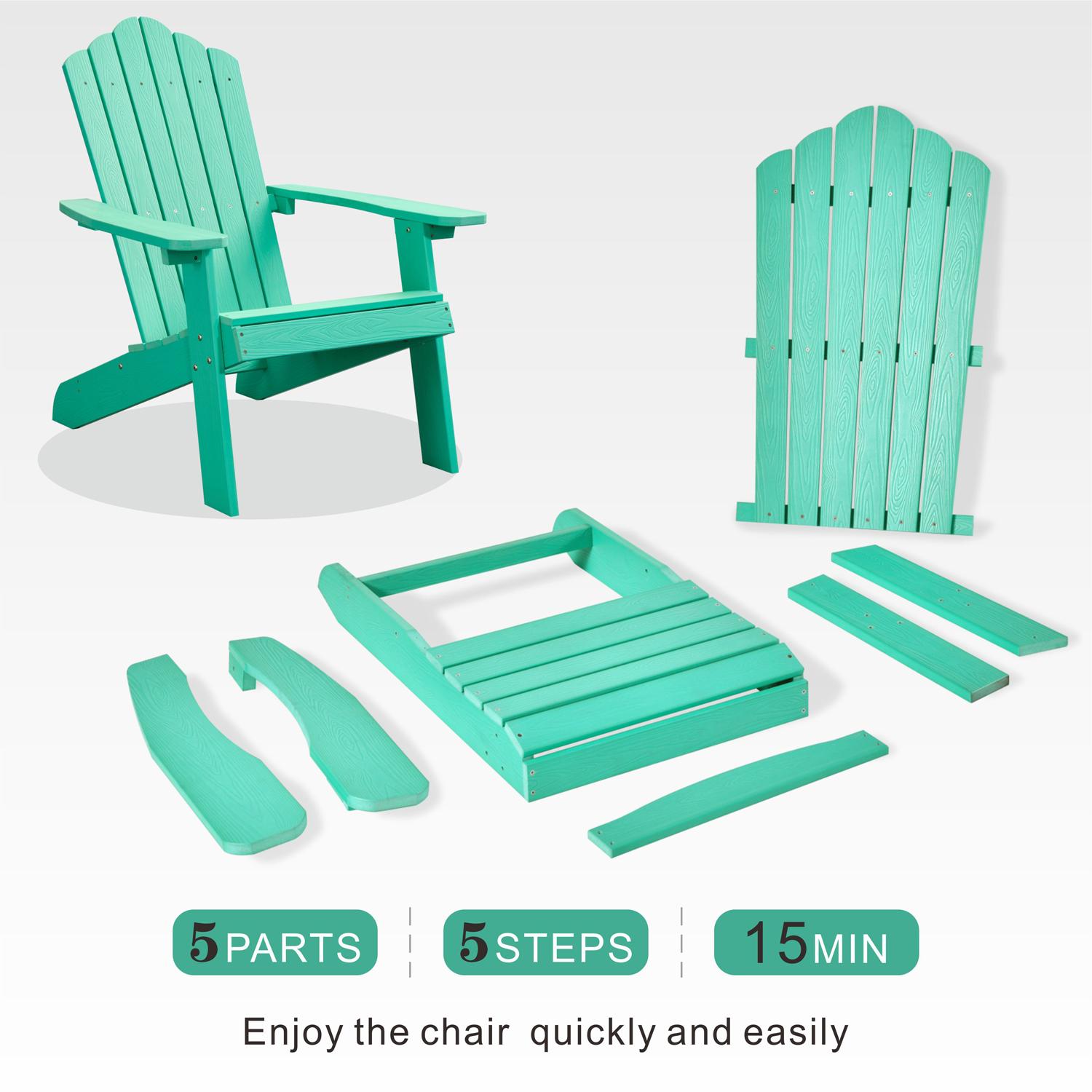 ALLWEX Outdoor Adirondack Chair & Side Table Set, HDPE Weather-Resistant High-Back Armchair, Folding Table with Wood Grain Finish for Garden, Deck ALLWEX Outdoor Adirondack Chair & Side Table Set, HDPE Weather-Resistant High-Back Armchair, Folding Table with Wood Grain Finish for Garden, Deck