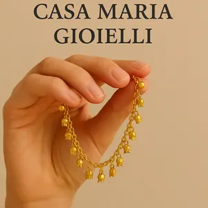 Exclusive Collection - Sonata Lilly Bells Charm Bracelet – 24K Solid Gold Charm Bracelet - Casa Maria Gioielli Gold Jewelry