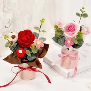 Crochet Rose Flower Bouquet – Valentine’s Gift, Cute Handmade Home Decor