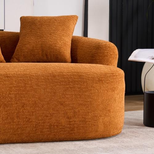Bellemave LY-025S Curved Loveseat  Full Compression Sponge Sofa, 30D Chenille No-Assembly Compact Sofa for Small Spaces & Apartments, 65"L, 300 lbs, 3 Pillows