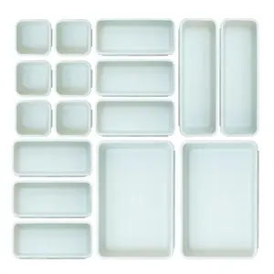 Large Quantity 16PCS Drawer Partition Organizer Lightweight Household Sorting Trays Practical Storage Accessories For Makeup Artist Supplies Kitchen Cooking Tools Bedroom Daily Goods Office Desktop Finishing